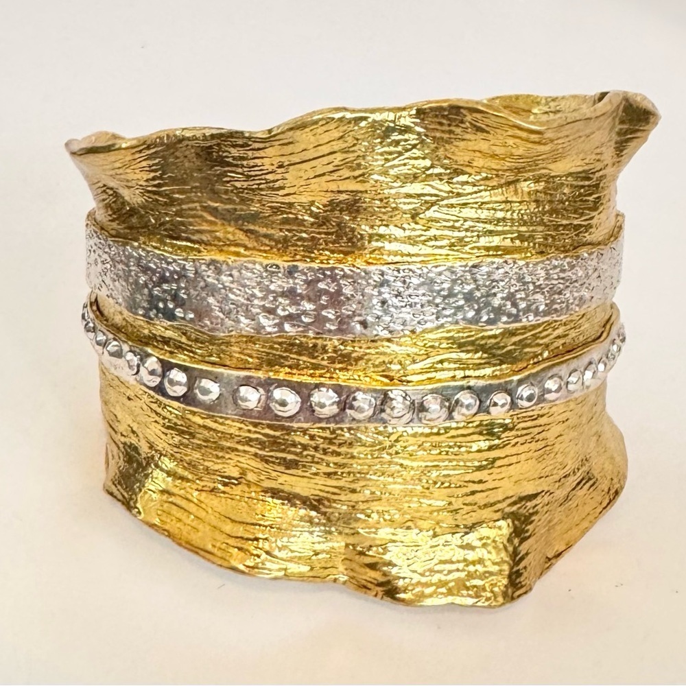 Karine Sultan 24k Gold-Plated Ruffled Cuff Bracelet